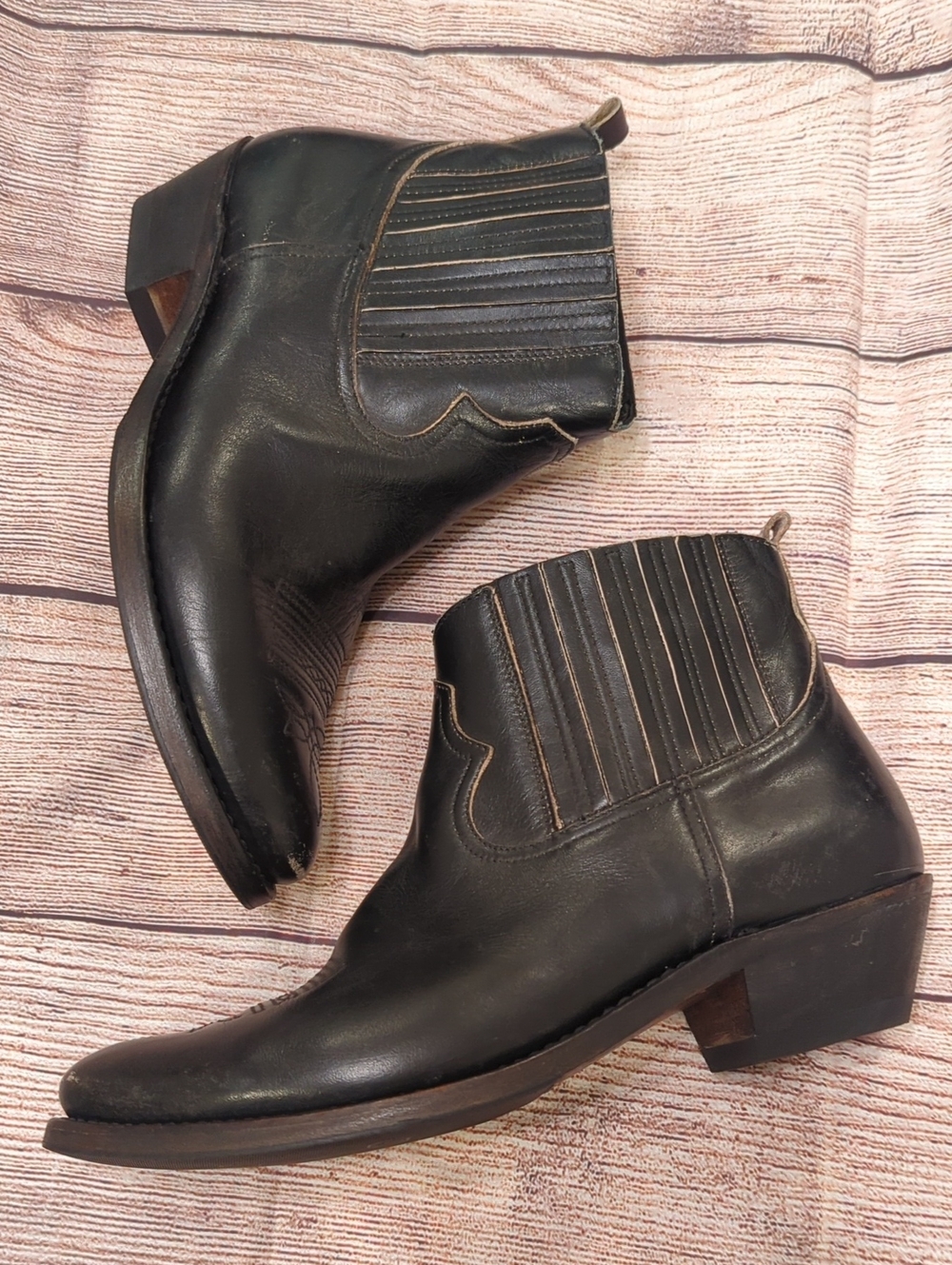 Golden Goose Black Leather Western Cowboy Chelsea Ankle Boots IT39/US 8.5